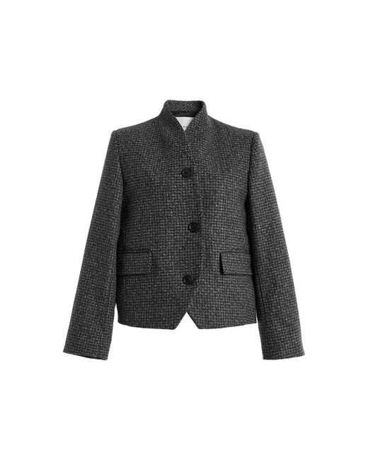 House of Dagmar Black Short Curved Wool-Blend Jacket