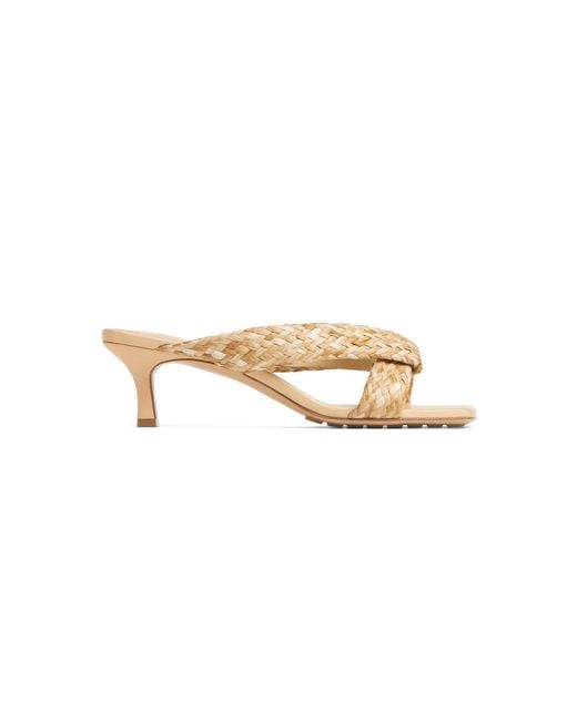 Bottega Veneta Metallic Riva 50mm Raffia Mules