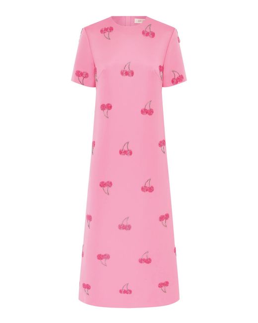 LEO LIN Pink Manon Embellished Shirt Midi Dress