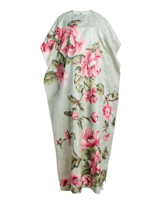 Oscar de la Renta White Chine Fil Coupé Jacquard Caftan