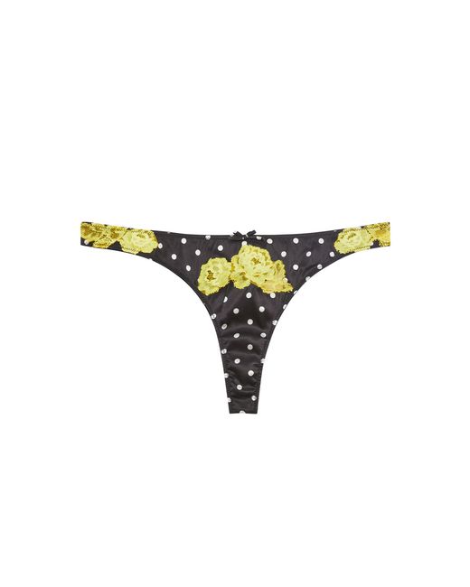Fleur du Mal Yellow Juliet Stretch-Silk Lace Thong