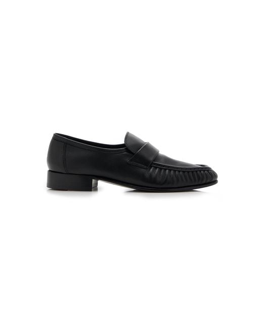The Row Black Leather Loafers