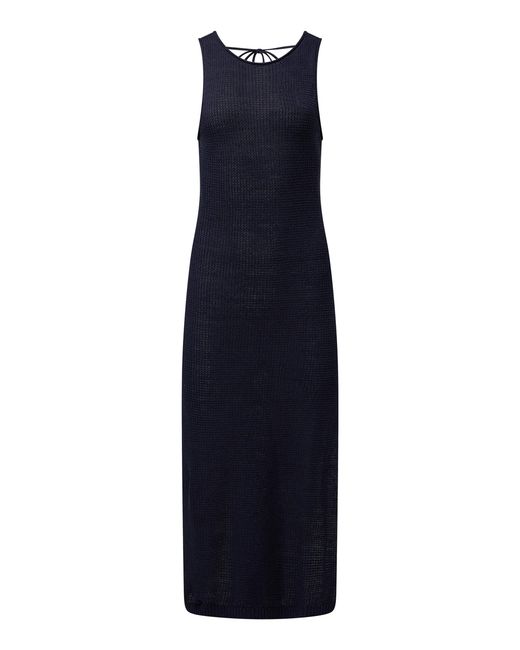 Onia Blue Linen Knit Scoop Back Maxi Dress