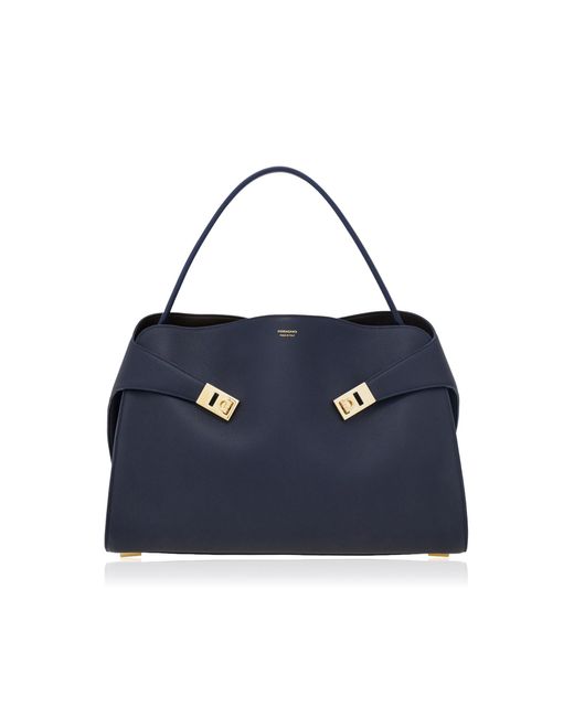 Ferragamo Blue Hug Medium Leather Bag