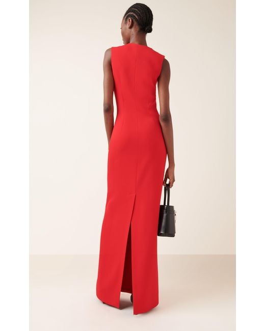 Givenchy Red Vase Plunged Maxi Dress