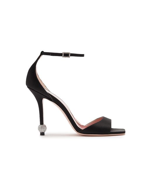 Roger Vivier Black I Love Vivier Strass-Detail Satin Sandals