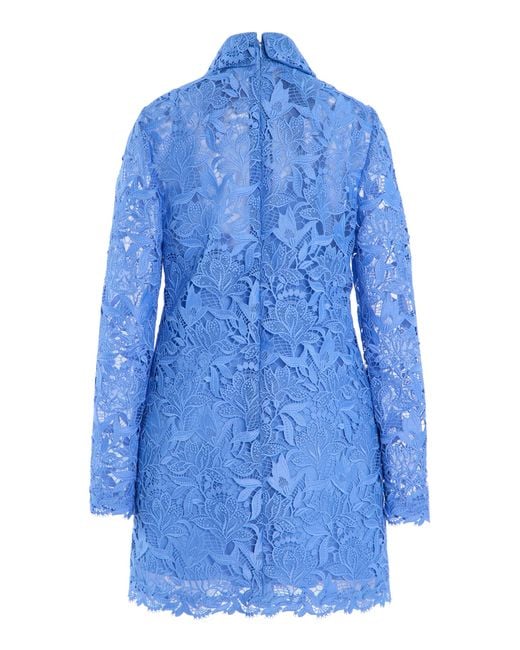 carolina herrera blue lace dress elegant modest evening dresses long sleeve royal blue beaded luxury el –  Simplepromdress main image 0