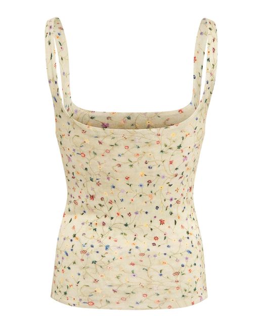 Siedres Cali Floral Knit Tank Top in Natural | Lyst
