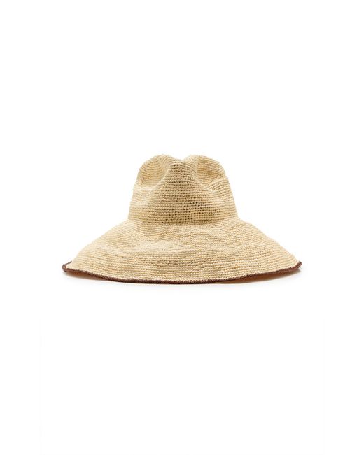 Janessa Leone White Waverly Wide Brim Raffia Fedora Hat
