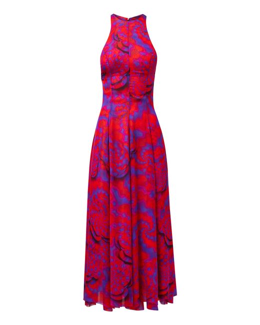 Brandon Maxwell Red The Soft Silk Chiffon Midi Dress