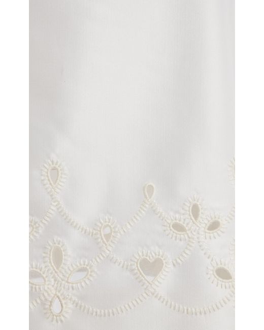 Chloé White Eyelet Cutout Wool-silk Mini Skirt