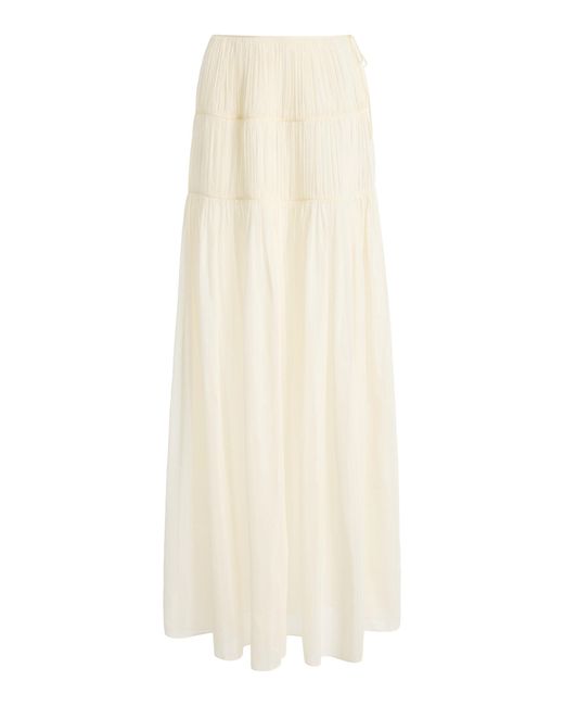Moré Noir White Dani Cotton-Silk Voile Maxi Skirt