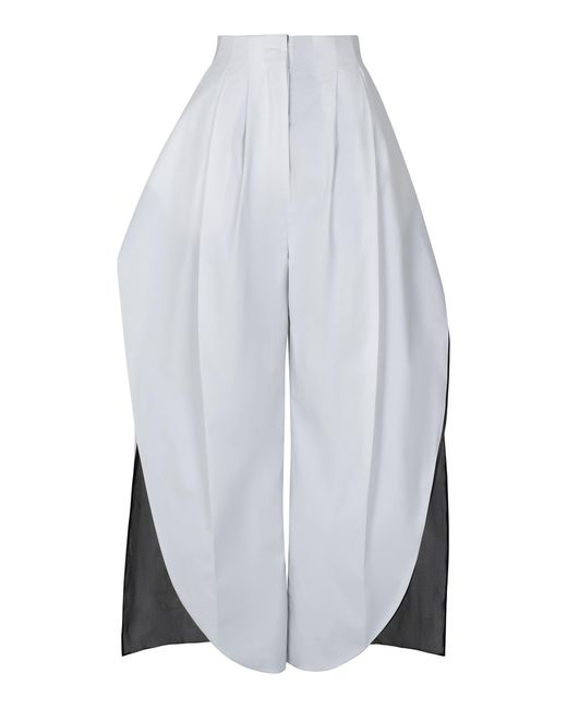A.W.A.K.E. MODE White Tailored Cotton Barrel-Leg Pants