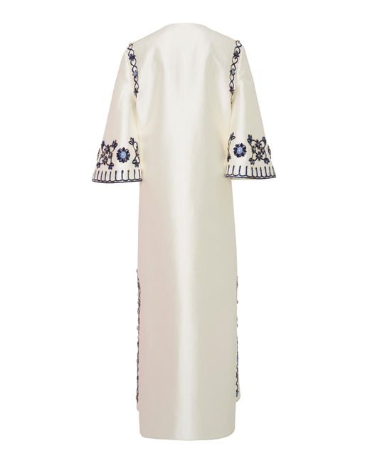 Tory Burch Ariana Embroidered Caftan in White | Lyst