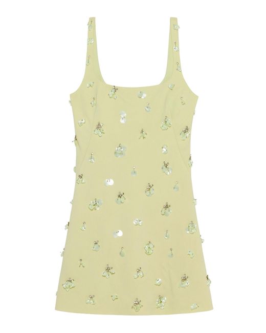 Jonathan Simkhai Yellow Ziva Embellished Crepe Mini Dress