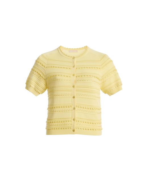 Ulla Johnson Yellow Frances Puff Sleeve Knit Cardigan