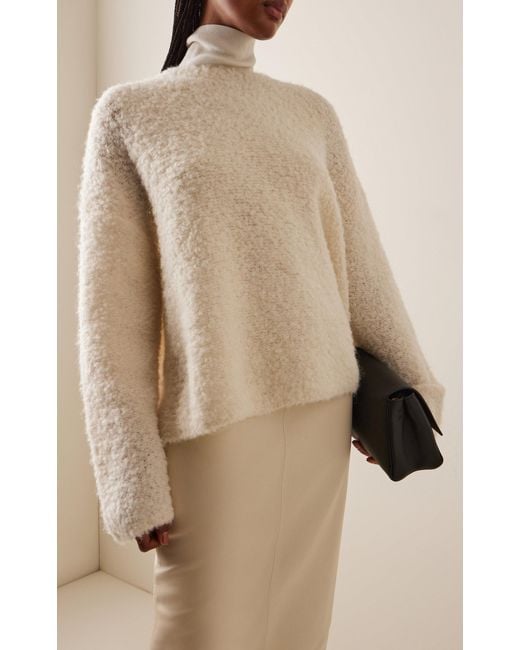 Totême  Natural Boxy Bouclé Knit Alpaca-Wool Top