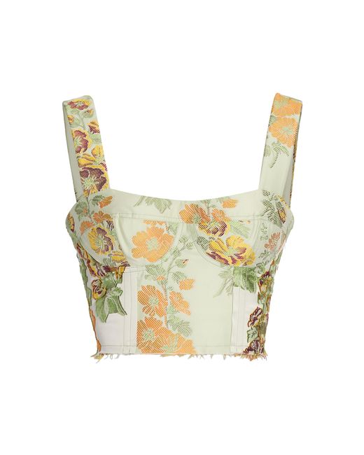 Erdem Yellow Cropped Hollyhock Jacquard Bra Top
