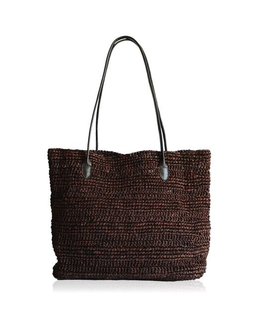 Bembien Brown Lucia Raffia And Leather Tote