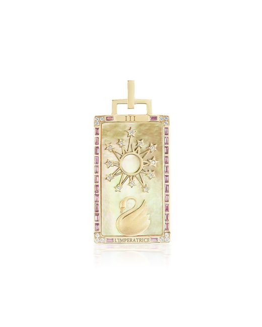 Sorellina Metallic L'Imperatrice Piccola 18K Multi-Stone Tarot Card Pendant