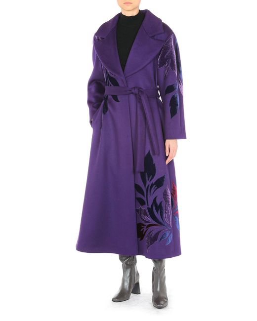 Alberta Ferretti Purple Double-felt Belted Coat