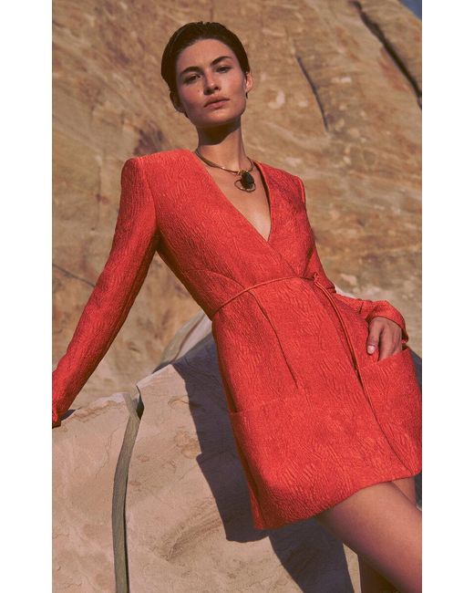 Alexis Red Marsci Wrapped Jacquard Mini Dress