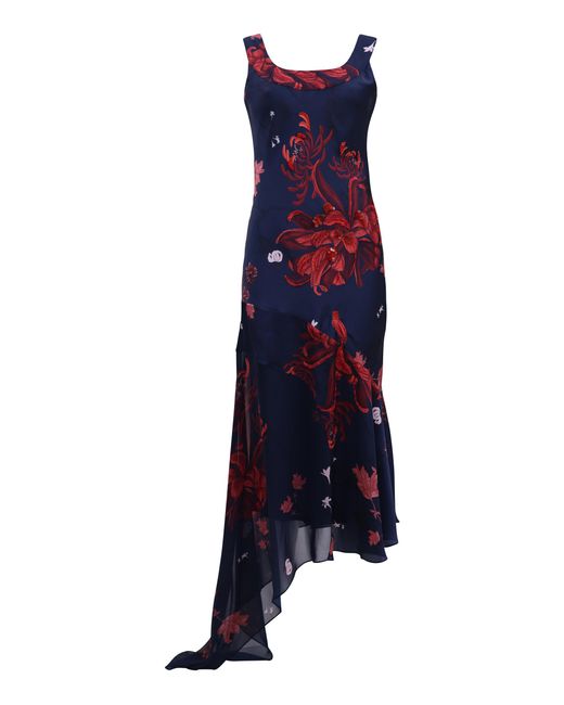 Francesca Miranda Blue Blossom Silk Maxi Dress