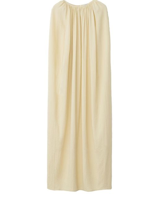 Totême  Natural Gathered Crepe Maxi Cape Dress
