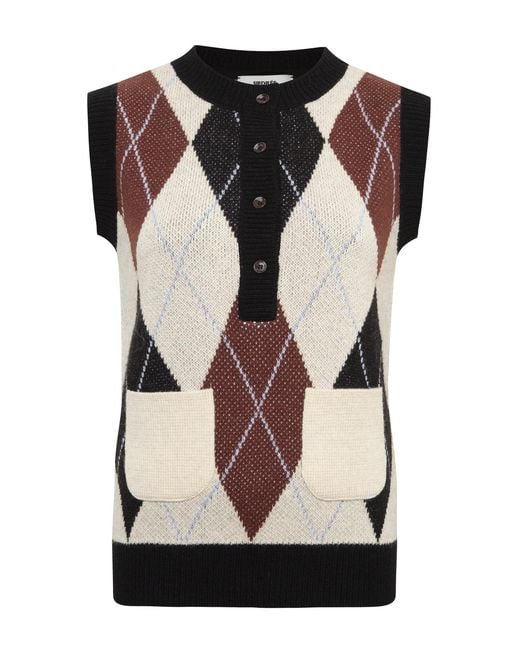 Siedres Black Carina Half-Buttoned Wool-Blend Vest