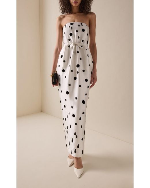 BERNADETTE White Lenette Embroidered Satin Maxi Dress