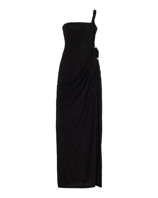 Jonathan Simkhai Black Sone Draped Asymmetric Jersey Maxi Dress