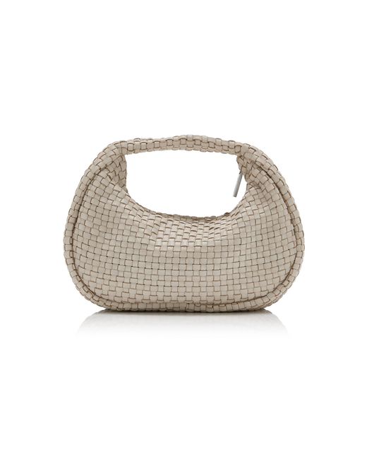 St. Agni White Mini Bon Bon Woven Leather Bag