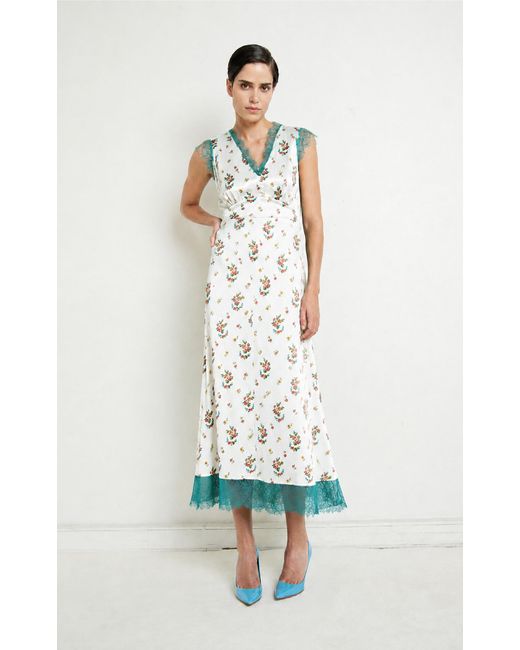 Franchise White Lisette Silk-Blend Midi Dress