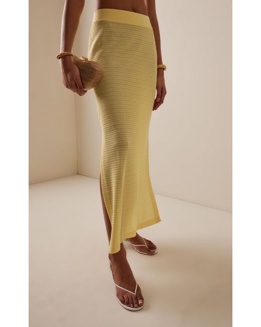 Jonathan Simkhai Yellow Nicky Open-Weave Knit Maxi Skirt