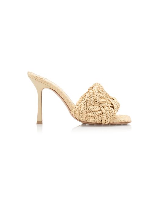 Bottega Veneta Metallic Lido Raffia Leather Mule Sandals