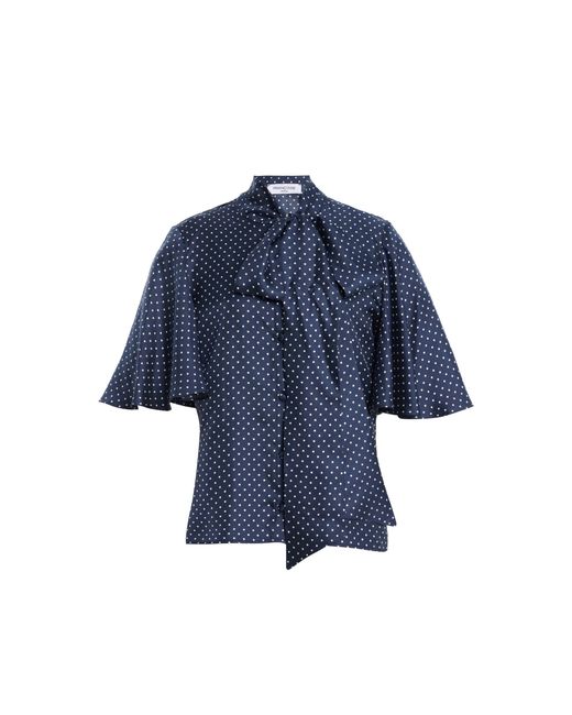 Franchise Blue Alessa Polka-Dot Silk Top