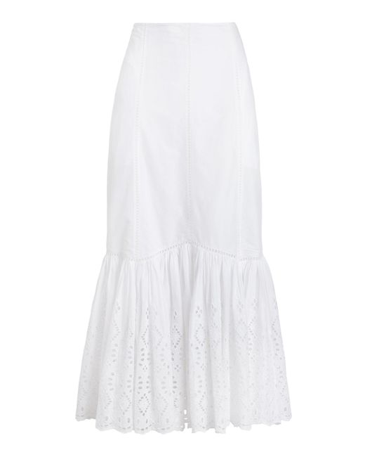 Merlette White Adela Cotton Eyelet Skirt