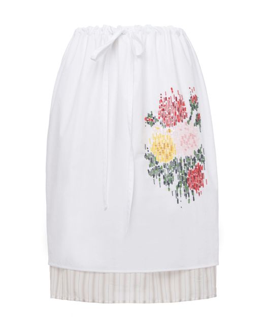 DES_PHEMMES White Balloon Cotton Knee-Length Skirt