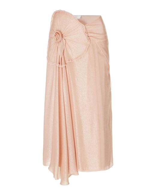 Victoria Beckham Pink Gathered Midi Skirt