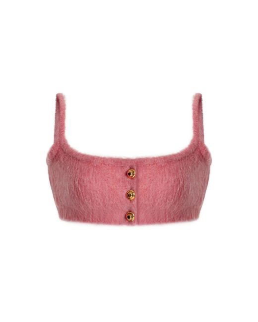 Miu Miu Pink Wool Boucle Cropped Top