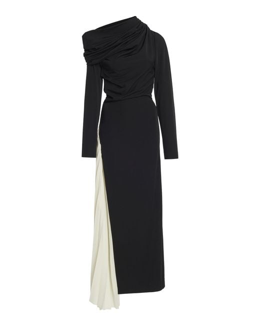 A.W.A.K.E. MODE Black Pleated Jersey Maxi Dress