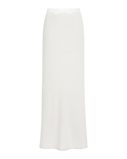 Silk midi skirt white cheap