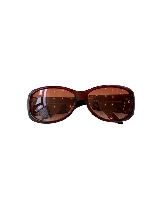 Dear Clementine Vintage Brown Dior Oxblood Logo Embellished Sunglasses