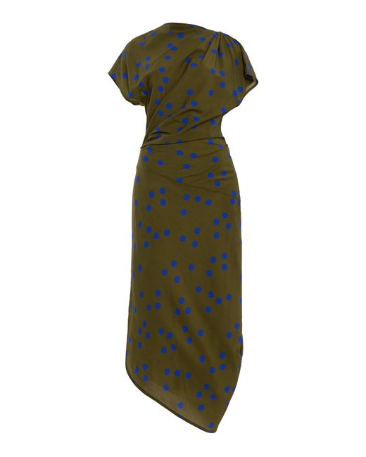 Proenza Schouler Green Ren Polka Dot Stretch Dress
