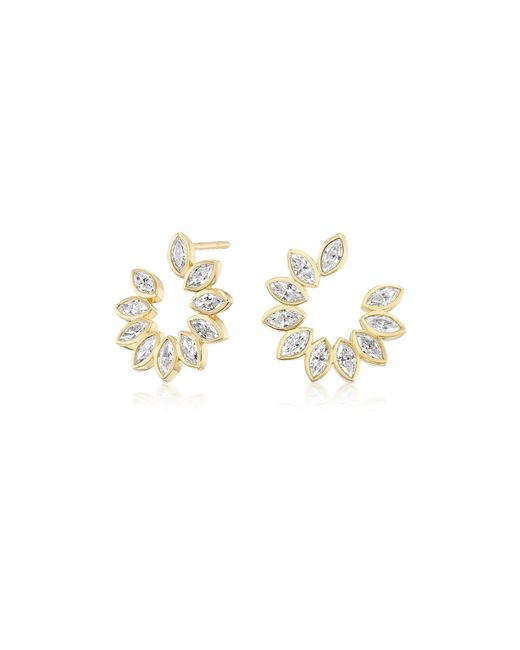 Sorellina White Petal Crescent 18K Diamond Earrings