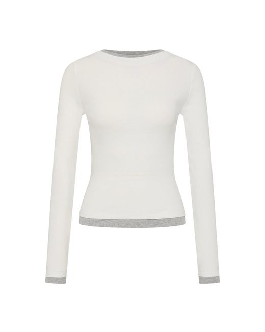 St. Agni White Organic Cotton Ballerina Layered Long-Sleeve Top