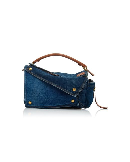 Loewe Blue Puzzle Pocket Denim And Leather Bag