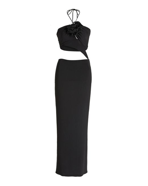 Magda Butrym Black Asymmetric Cutout Midi Dress