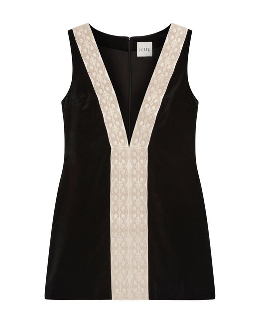 Posse Black Florian Velvet Mini Dress