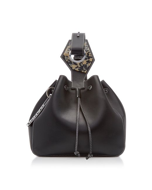 Ganni Black Mini Leather Drawstring Bag